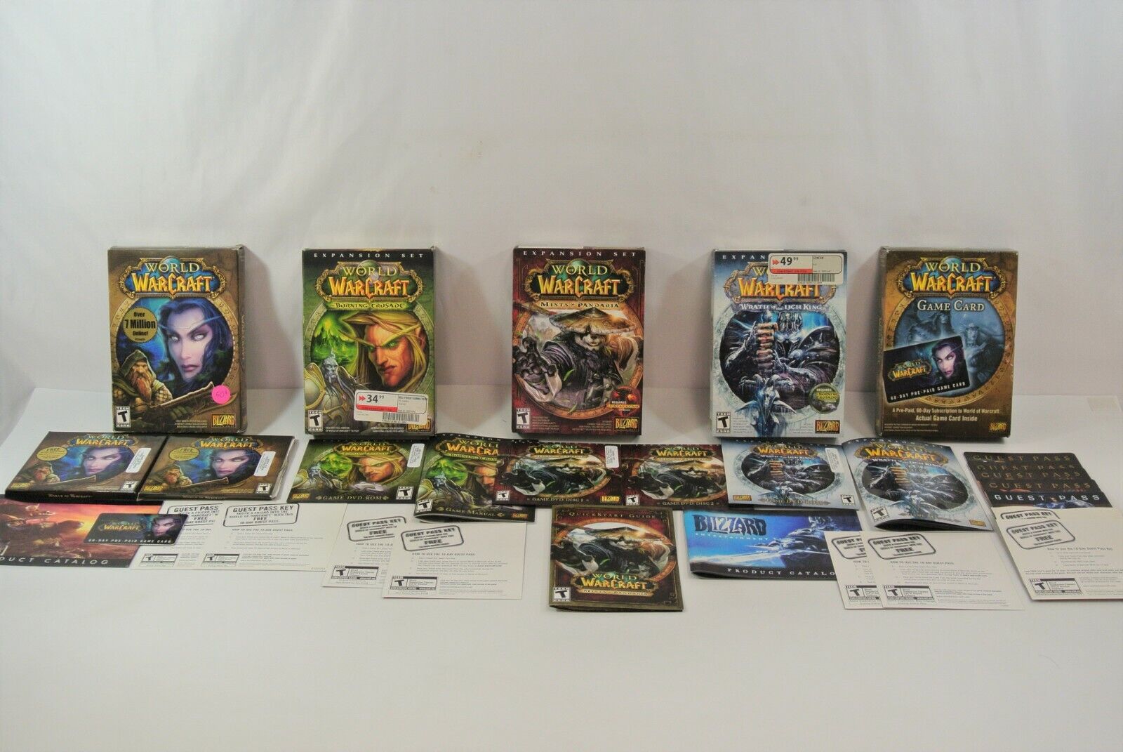 World of Warcraft Lot of 5 Computer Games & Cards Burning Mists Wrath Win Mac EX