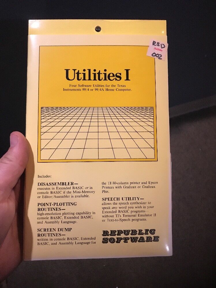 NOS Vintage TEXAS INSTRUMENTS TI-99/4A Utilities I Republic Software 5.25 Floppy