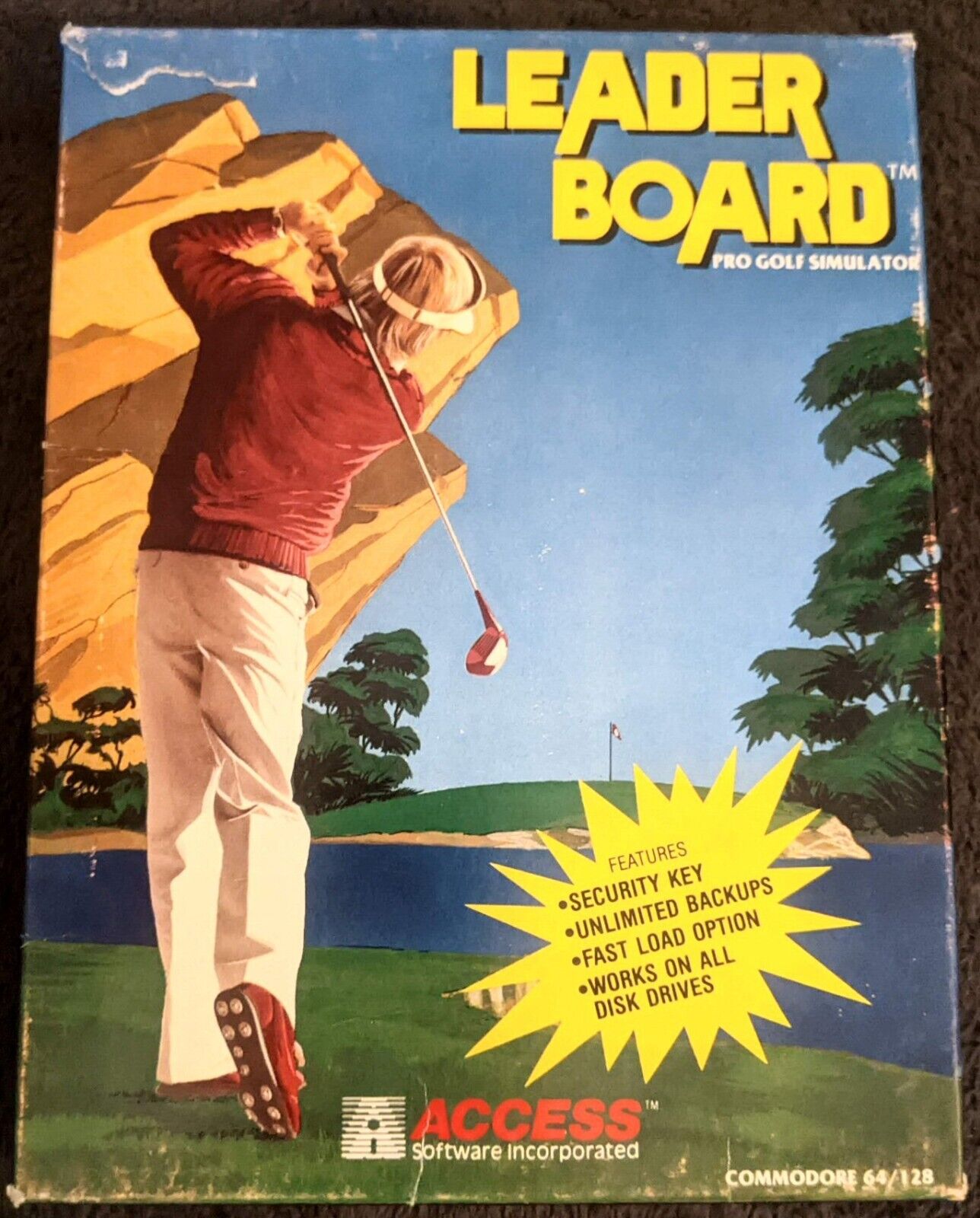 Commodore C64/128, Leader Board, Access Software. Pro Golf Simulator Rare 1986