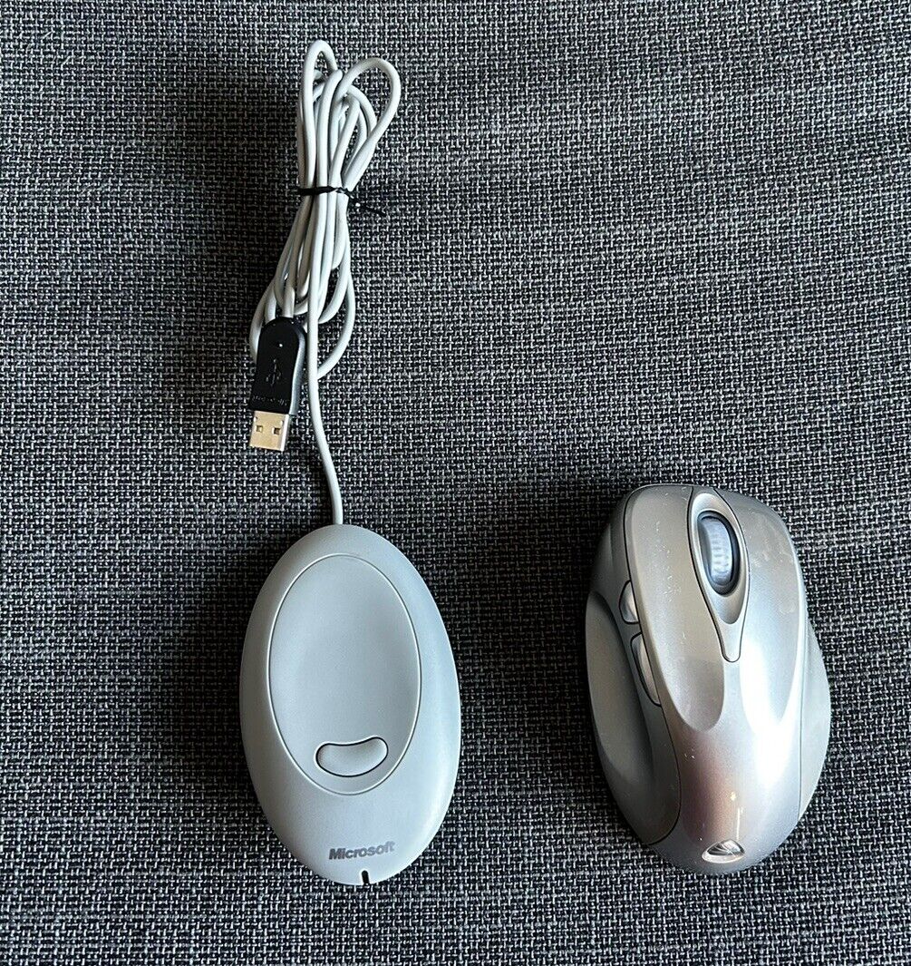 Microsoft Wireless Laser Mouse 6000 Silver Model 1052 w/ Receiver Tested Works