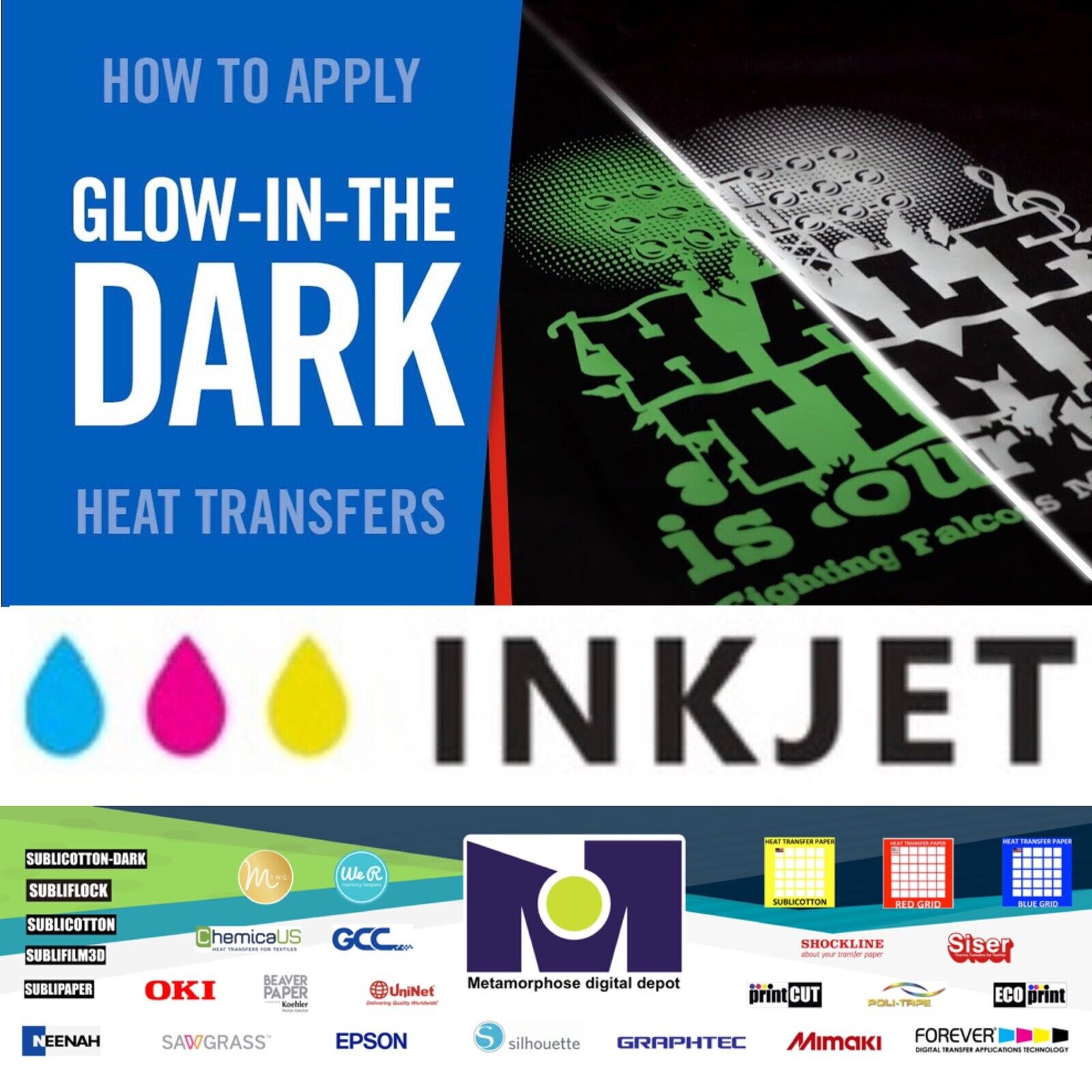 Inkjet Glow In The Dark Iron On Heat Transfer Paper For  Fabrics 8.5”x11” 25 Sh