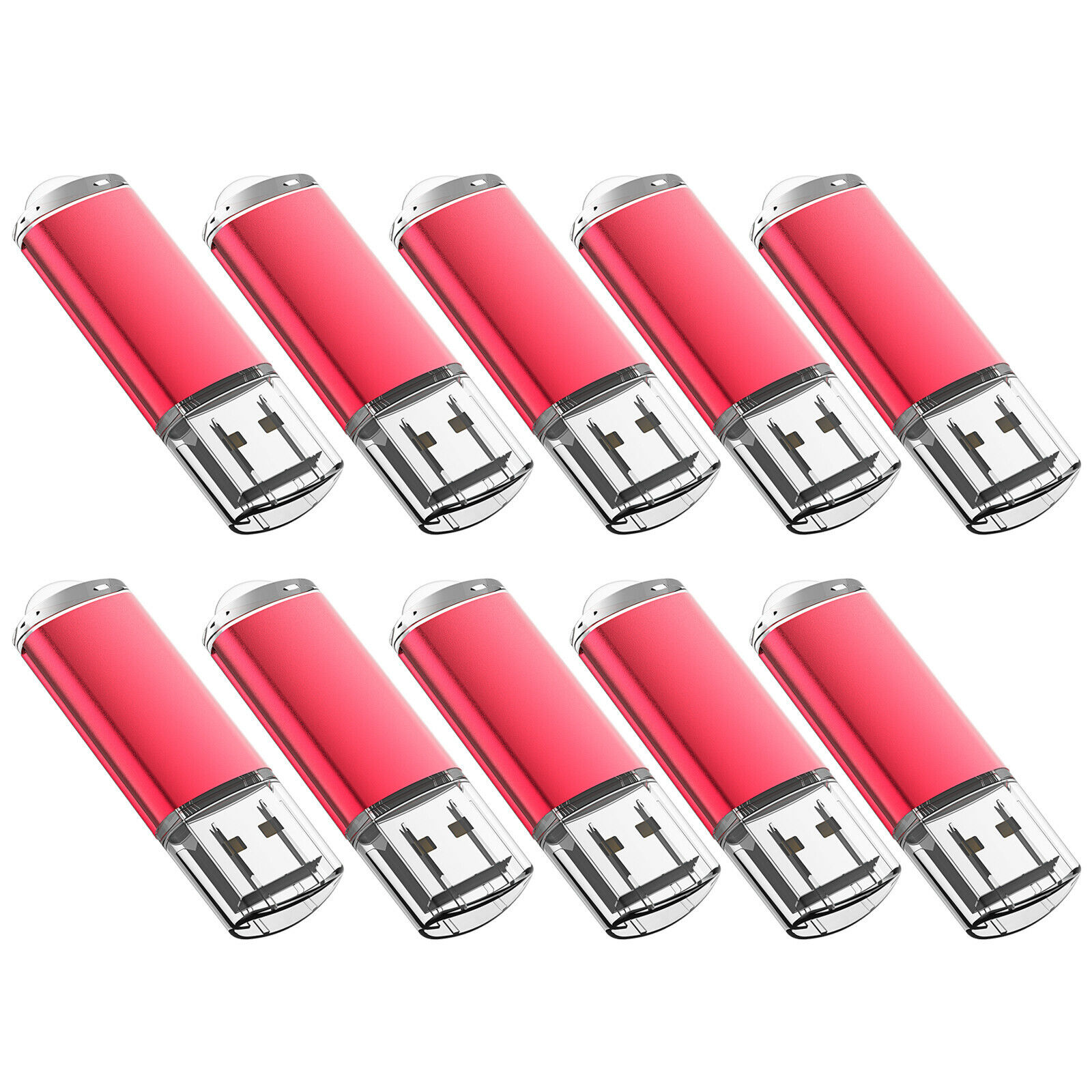 Red USB 2.0 10pack Metal Rectangle Flash Drives Data Storage 1g 2g 4g 8g 16g 32g