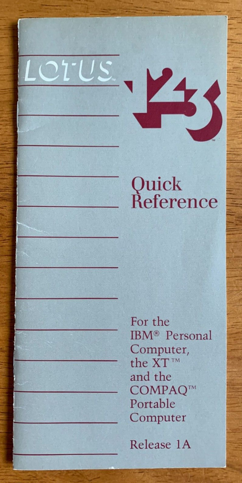 LOTUS 123 Quick Reference Release 1A 1983 Vintage IBM XT Compaq