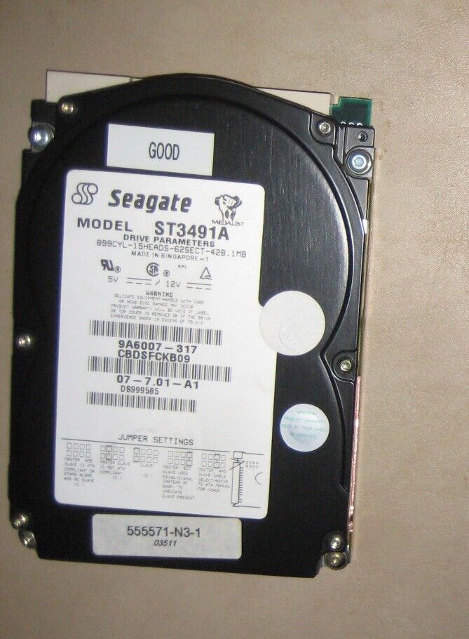 Vintage Seagate ST3491A 428MB IDE Hard Disk Drive - Tested