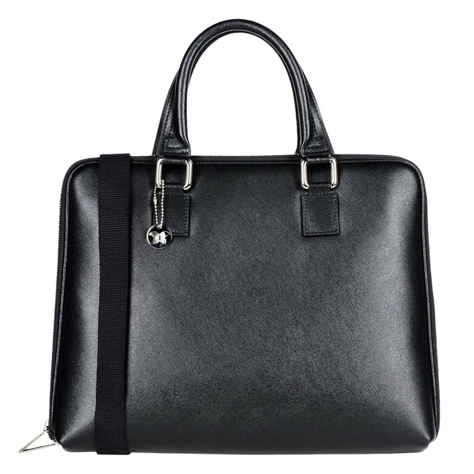 Laura Di Maggio Italian Made Black Leather Laptop Bag Business Briefcase Handbag