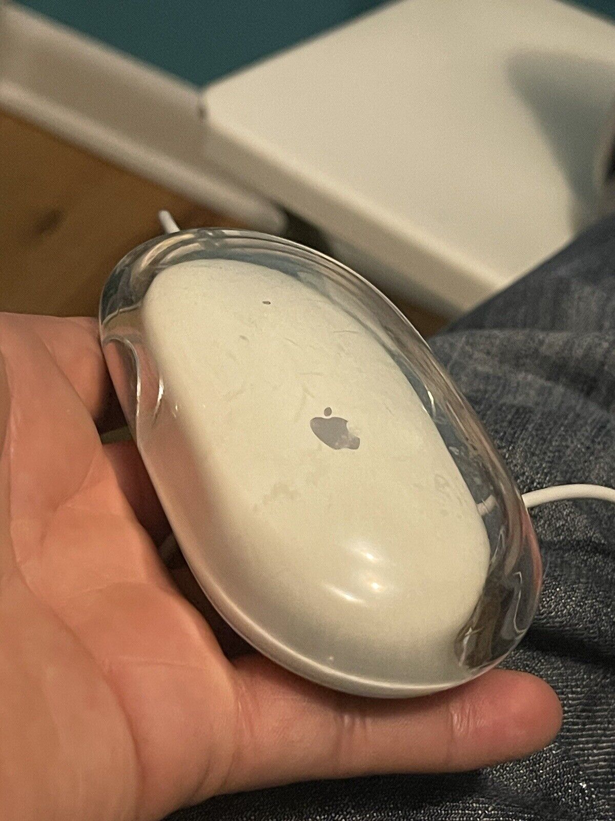 Genuine Vintage Apple Pro Optical USB Mouse Wired (Clear/White) M5769