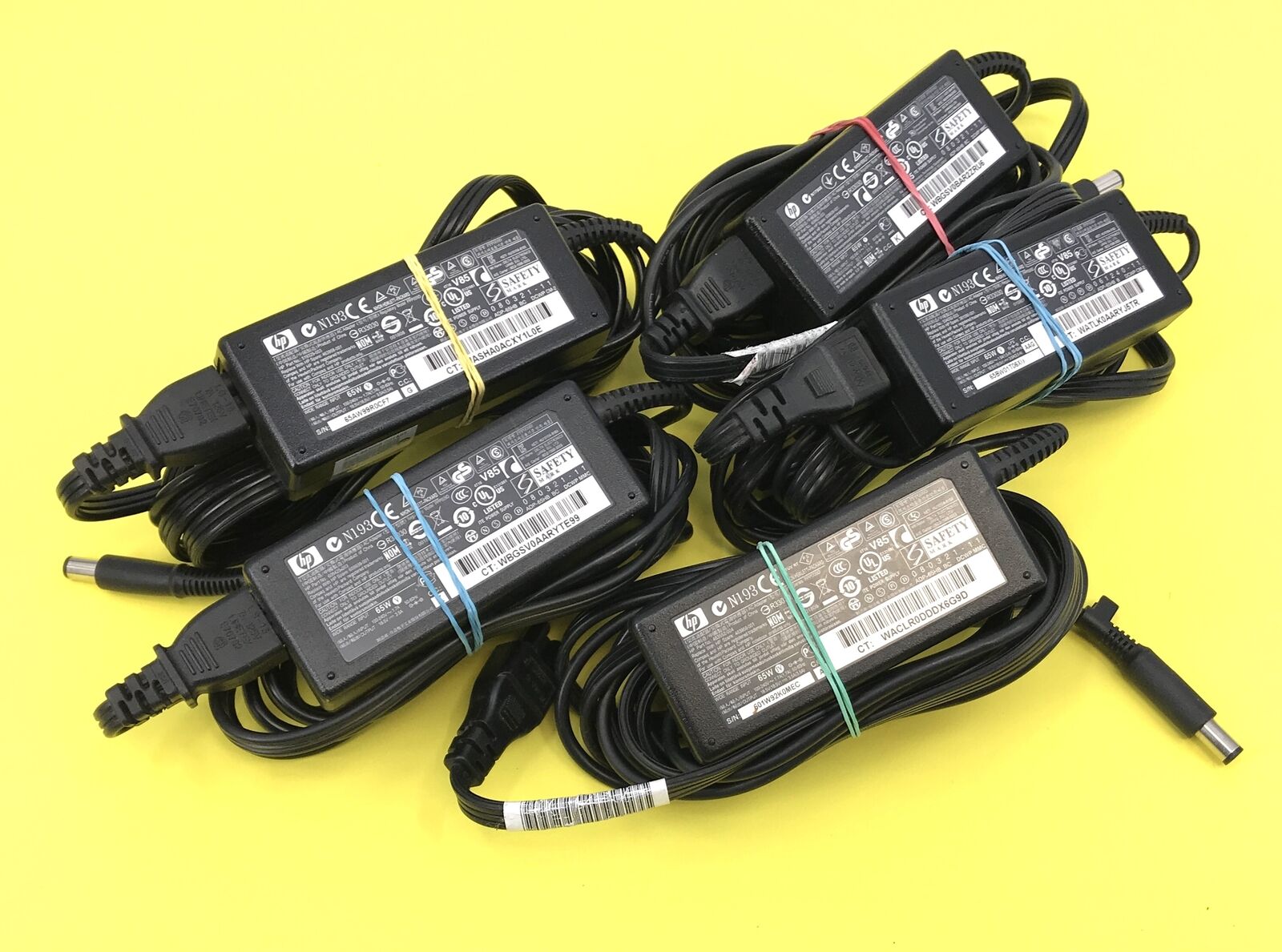 Lot of 5 HP PPP009D 18.5 V 3.5A 65w Laptop AC Power Supply Adapter #L5797