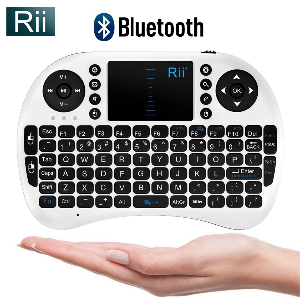 NEW Rii i8+BT Mini Wireless Keyboard With Touchpad Bluetooth Slim Design WHITE
