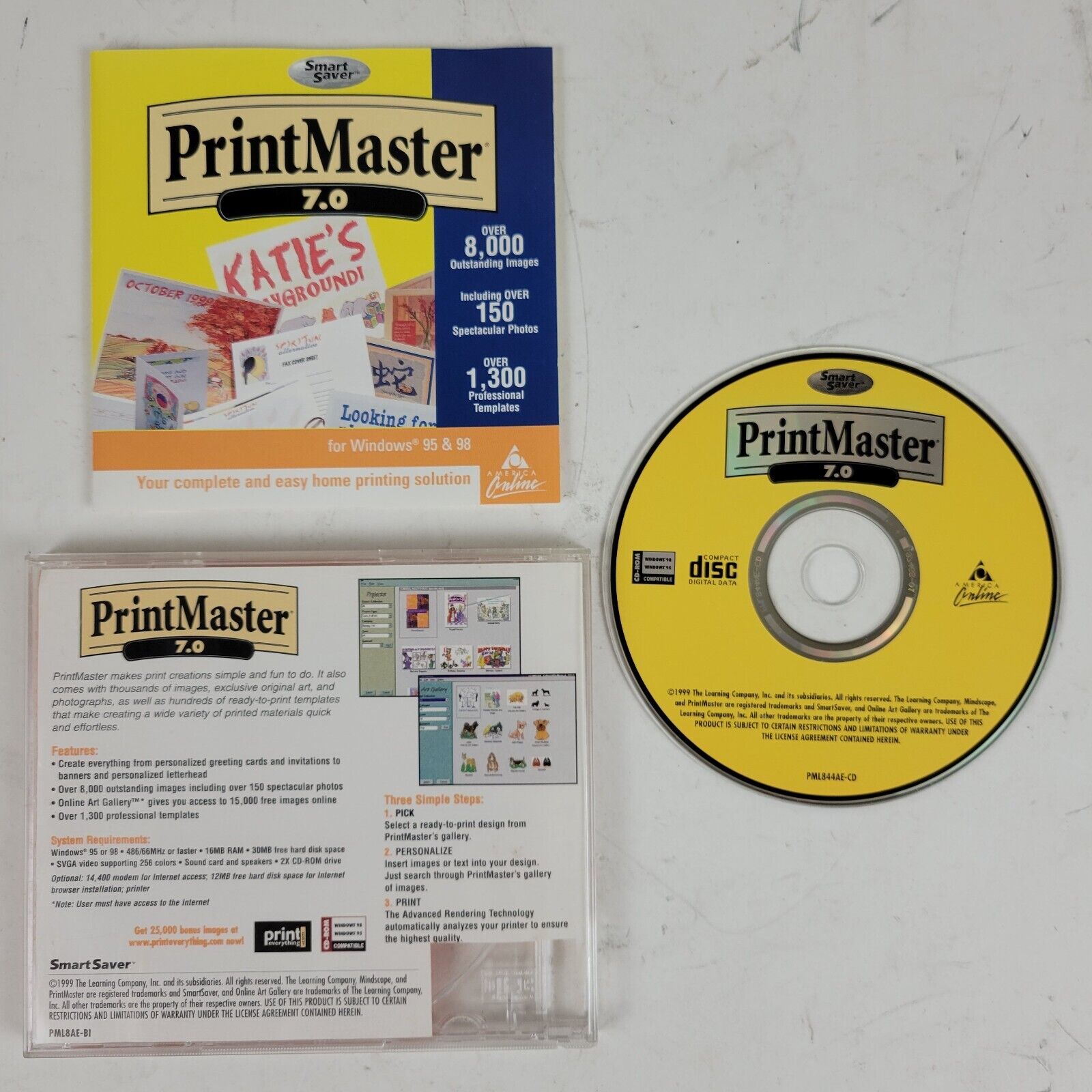 Print Master 7.0 (1999) Win 95/NT VTG Arts and Crafts Software, Smart Saver