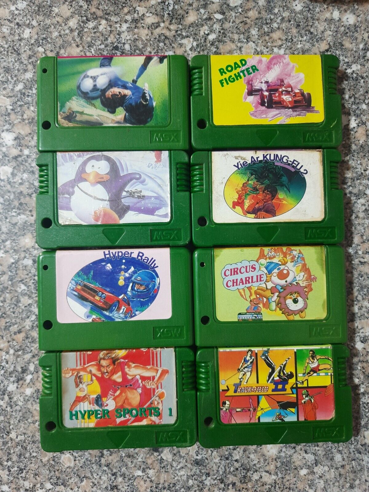 Vintage Lot of 8 MSX Games ( Hyper Rally- Penguin - Soccer -...) Green 🟢 صخر