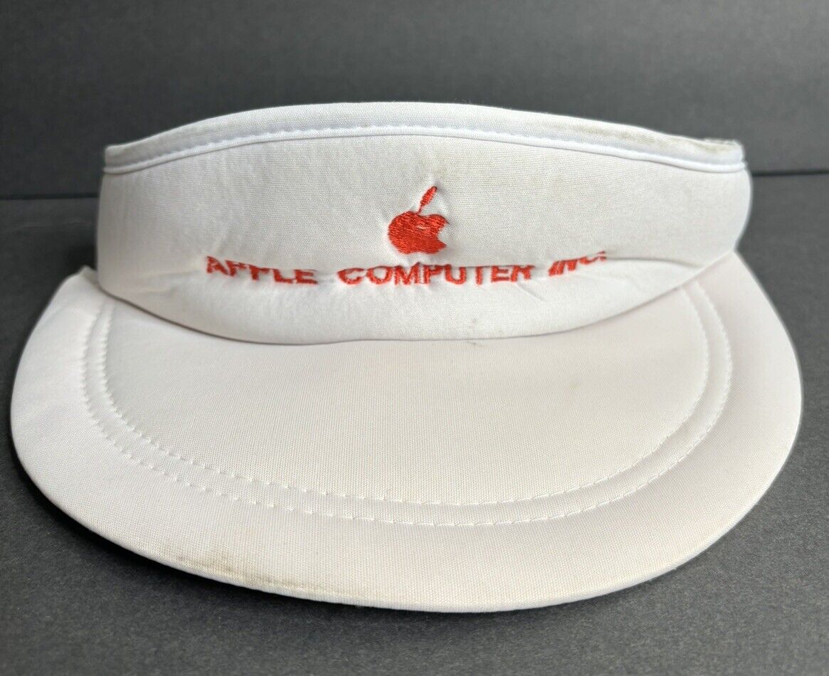Apple Computer Inc Sun Visor Red Logo White Hat Adjustable Strap Nissin READ