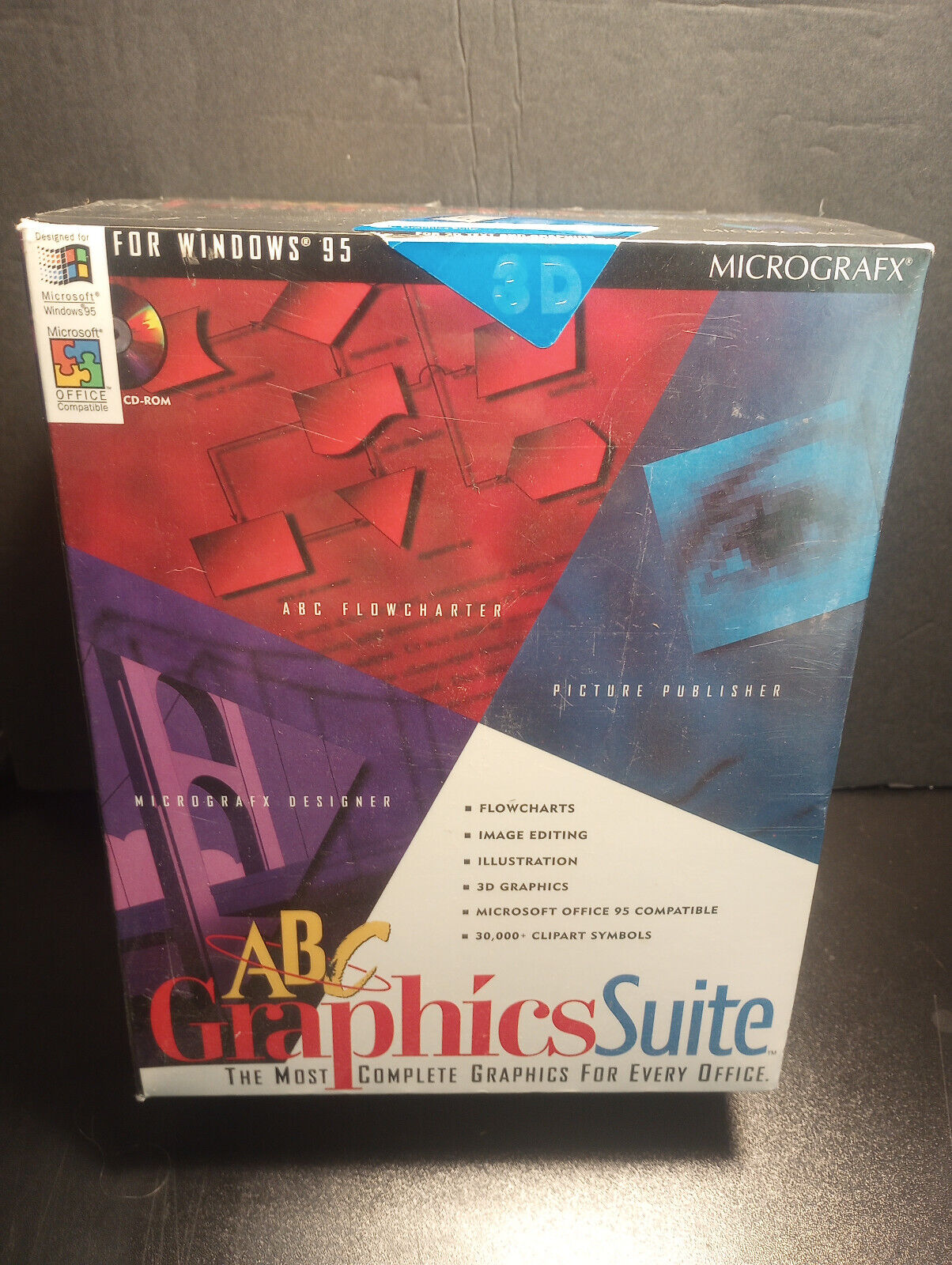 Brand New Micrografx ABC Graphics Suite Vintage Software Windows 95 CD ROM 