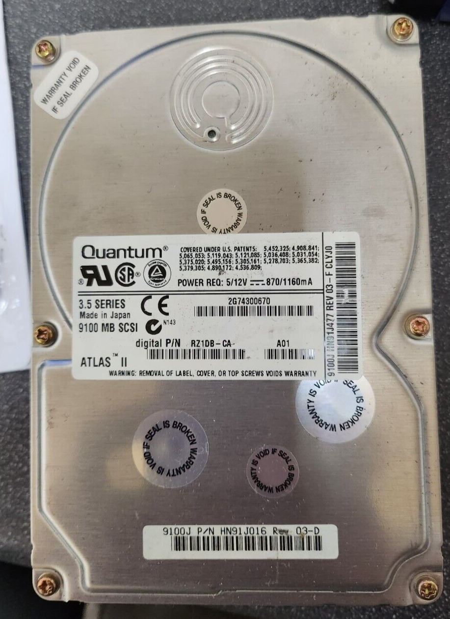 Quantum 9100J HN91J016 /  DEC RZQDB-CA 9.1GB 80-Pin SCSI 5.25\