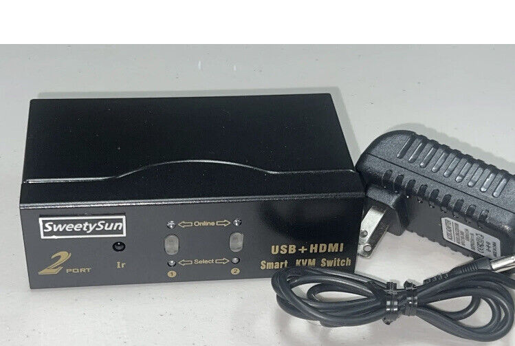 Sweetysun USB+HDMI Dual Port Smart KVM Switch VGA/DVI/HD/DP Dual Monitor NOB