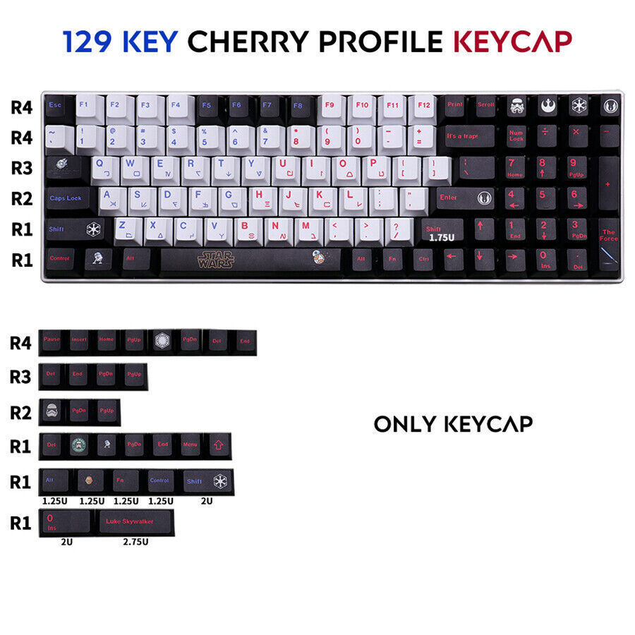 129 Keys Star Wars Keycap PBT Sublimatie Cherry Profile For Mechanical Keyboard