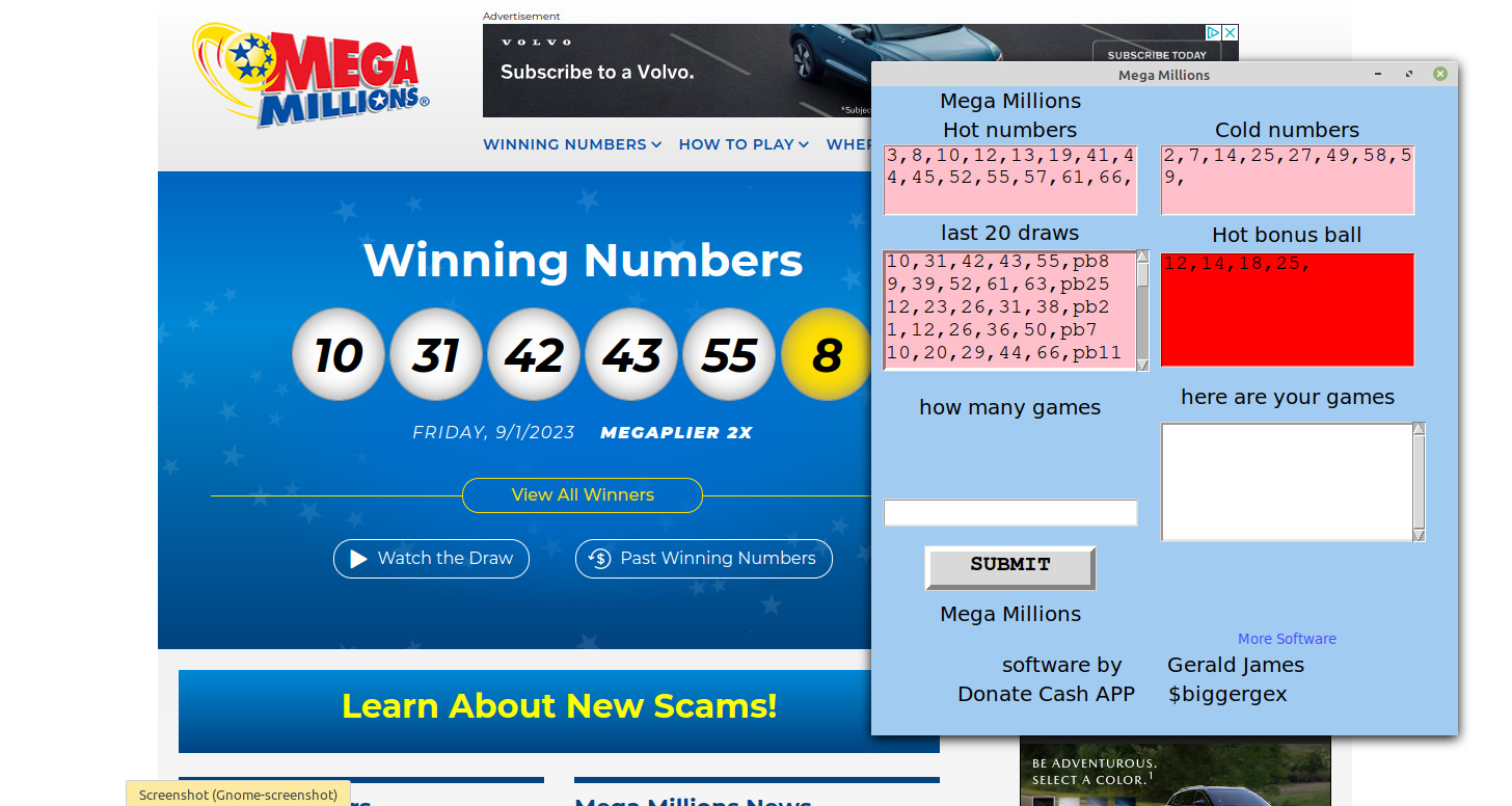 Powerball and Mega Milions Plus Georgia jumbo Lotto  DVD for Windows 7 , 8 & 10