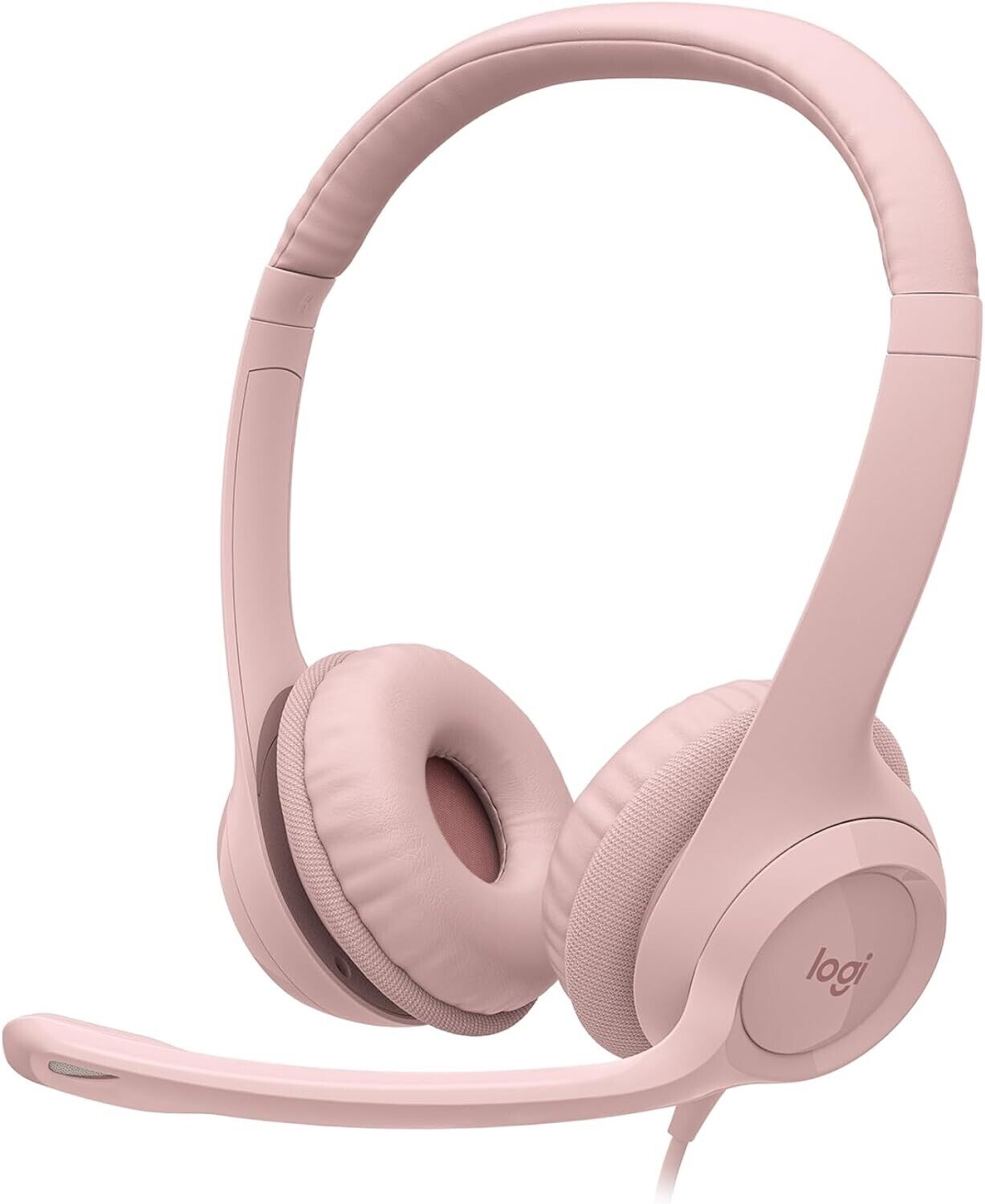 Logitech H390 Wired USB On-Ear Stereo Headphones with Mic PC Laptop Rose Pink