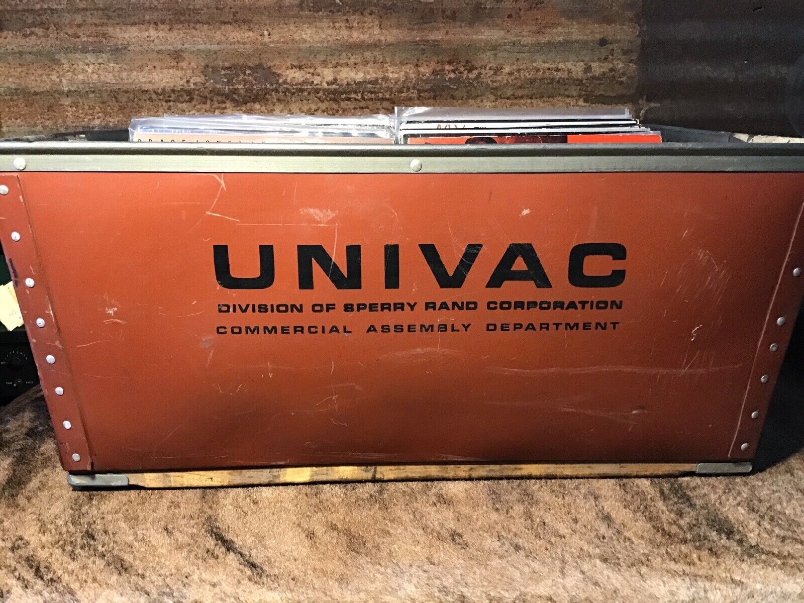 Vintage Sperry Rand UNIVAC Warehouse Tote ~ Heavy Duty ~ Record Bin?