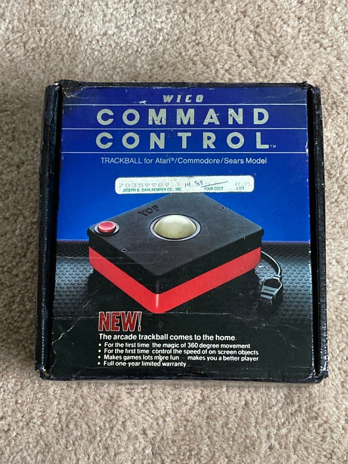 Wico Command Control Arcade Trackball Atari Commodore-64 Vic-20 Original Box