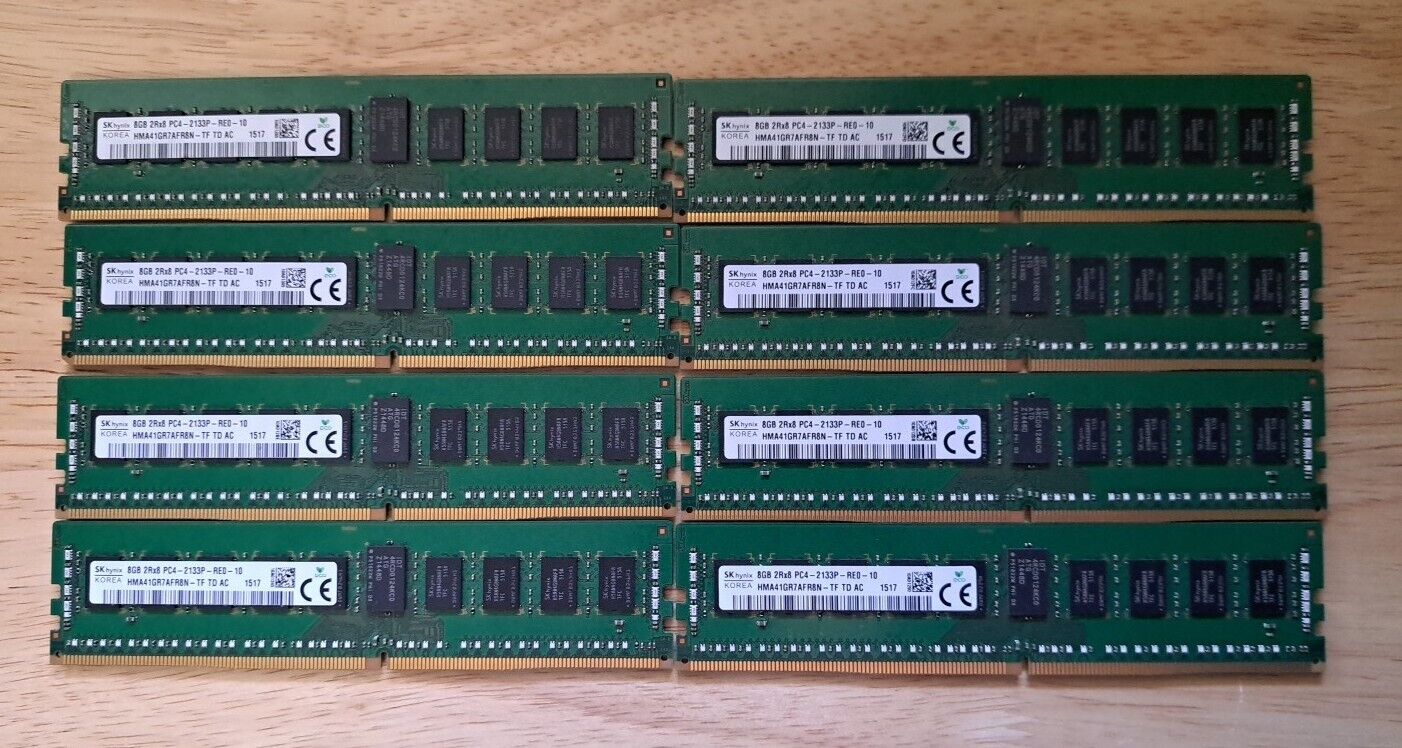 Lot Of 8 SK Hynix 8GB 2Rx8 PC4-2133P-RE0-10 HMA41GR7AFR8N-TF TD AC. #X490