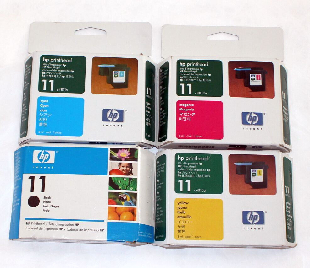 Genuine HP 11 Printhead Set of 4 - Black Yellow Magenta Cyan - Sealed Boxes