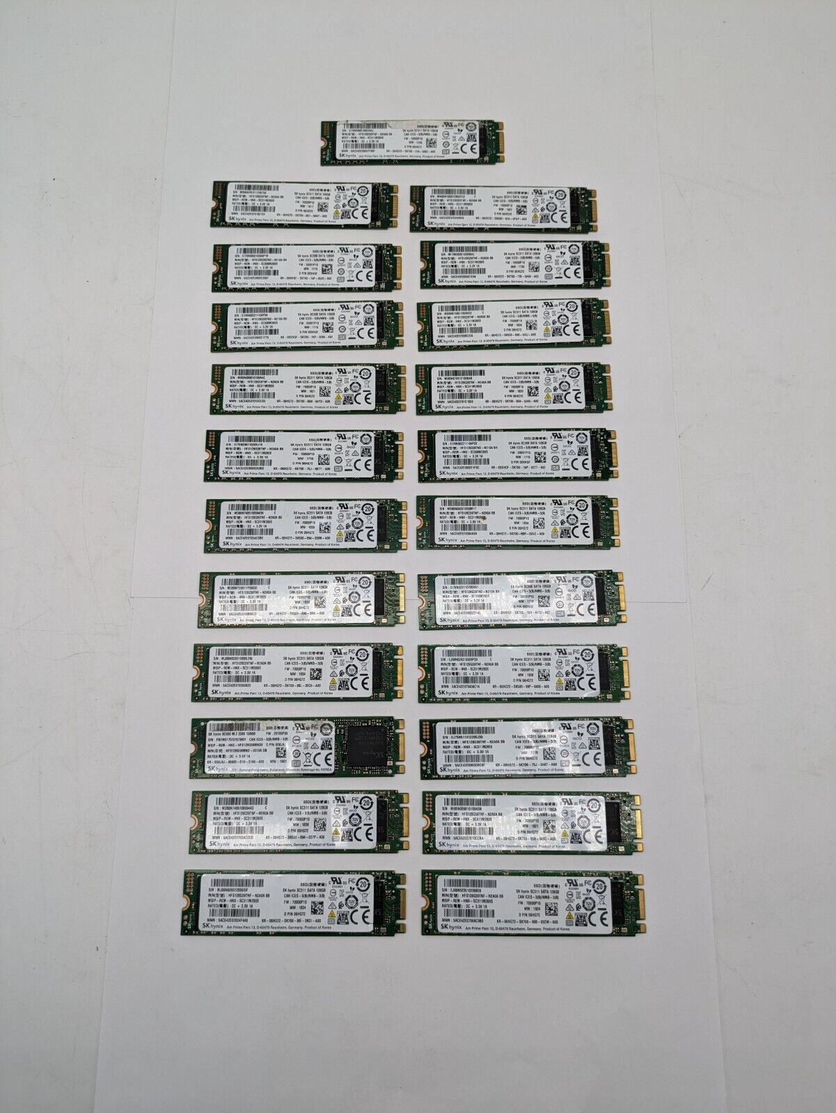 Lot of 23 Mixed SK Hynix SATA M.2 128GB Solid State Drives