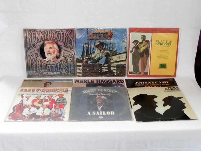 Lot of 9 Vintage Country & Western LP Vinyl Records-Cash, Haggard, More - G-VG+