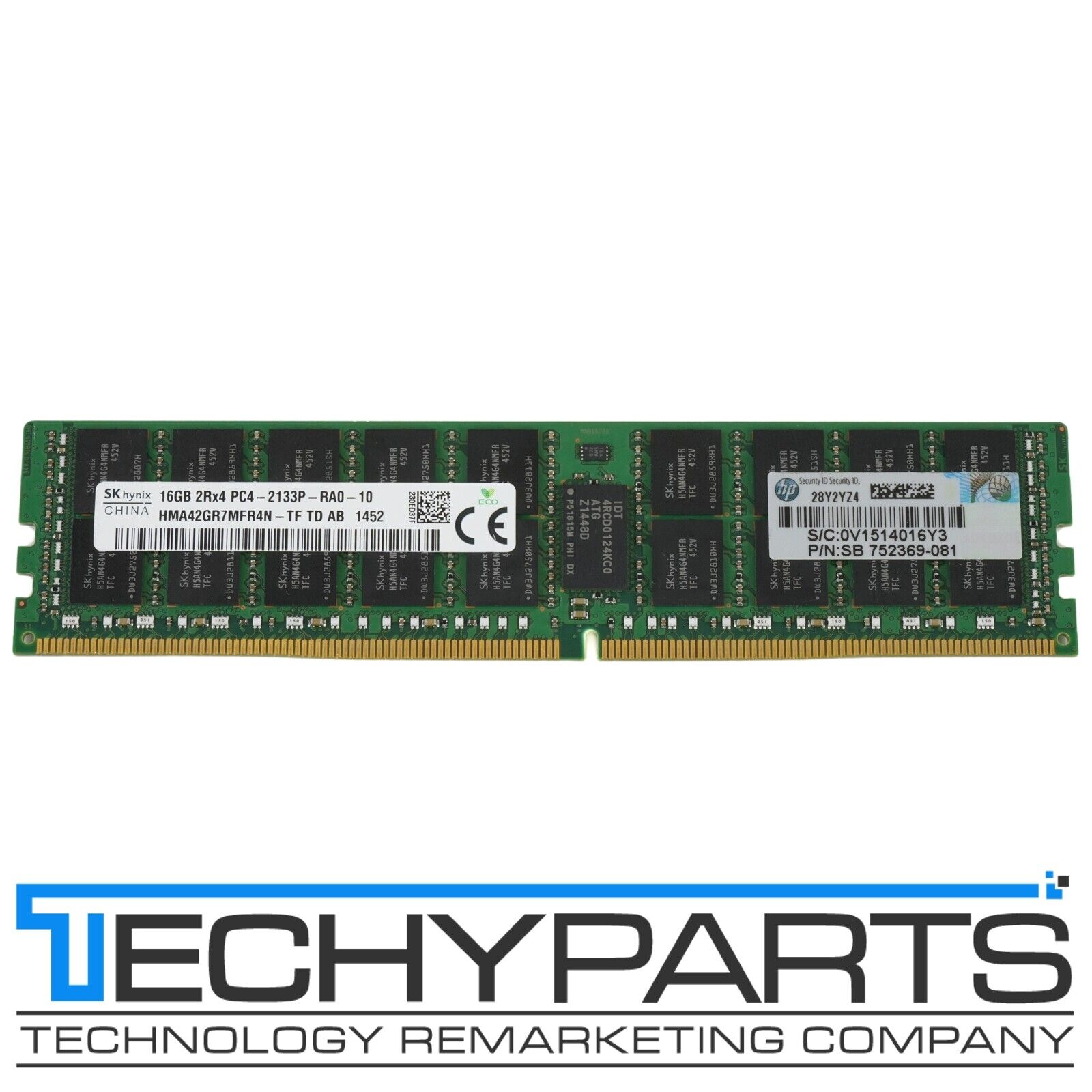 HP 752369-081 16GB 2Rx4 DDR4-2133P PC4-17000R REG ECC 1.2V 288p RDIMM 726719-B21