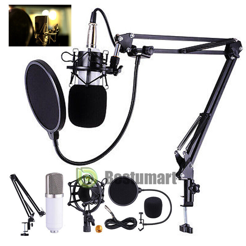 PROFESSIONAL Audio Condenser Microphone Kit Vocal Studio Recording Set Stand USA