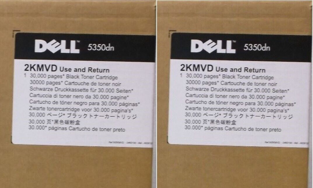 2 GENUINE Dell Factory Sealed 2KMVD 5350DN Toner Cartridges Extra Hi Yld 5350dn
