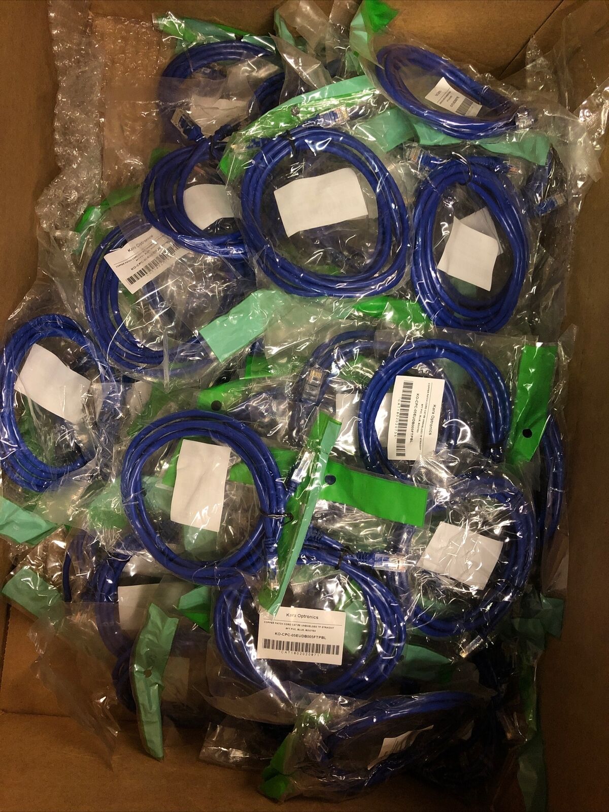 (LOT of 65)Cat5e Patch Cord Network Ethernet Cable (5 ft, Blue) + Copper See Pic