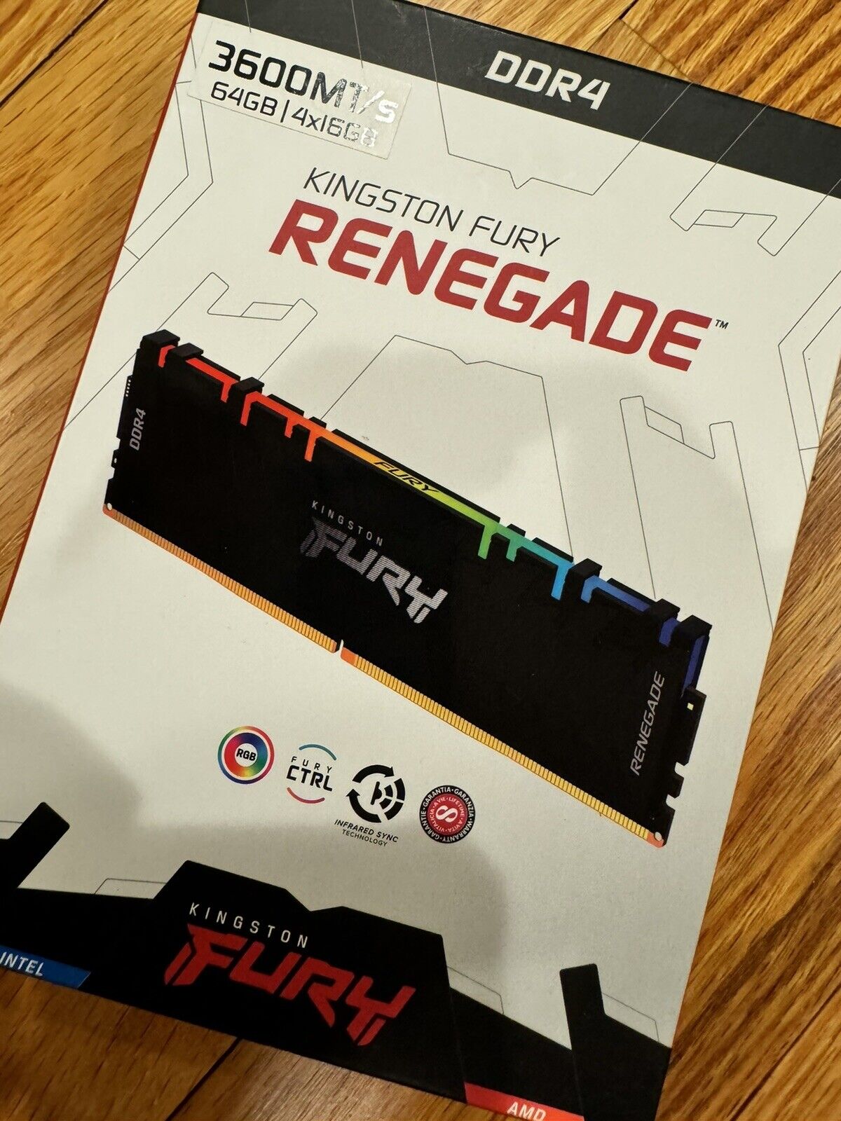 Kingston FURY Renegade RGB 32GB (2 x 16GB) PC4-28800 (DDR4-3600) UDIMM Memory -