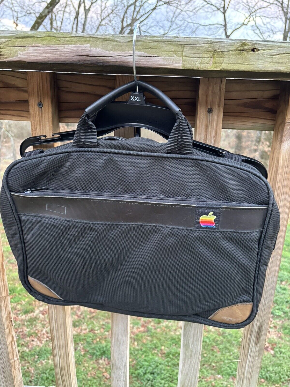 Vintage Apple Black Laptop Bag Messenger Bag Rainbow Bite Logo