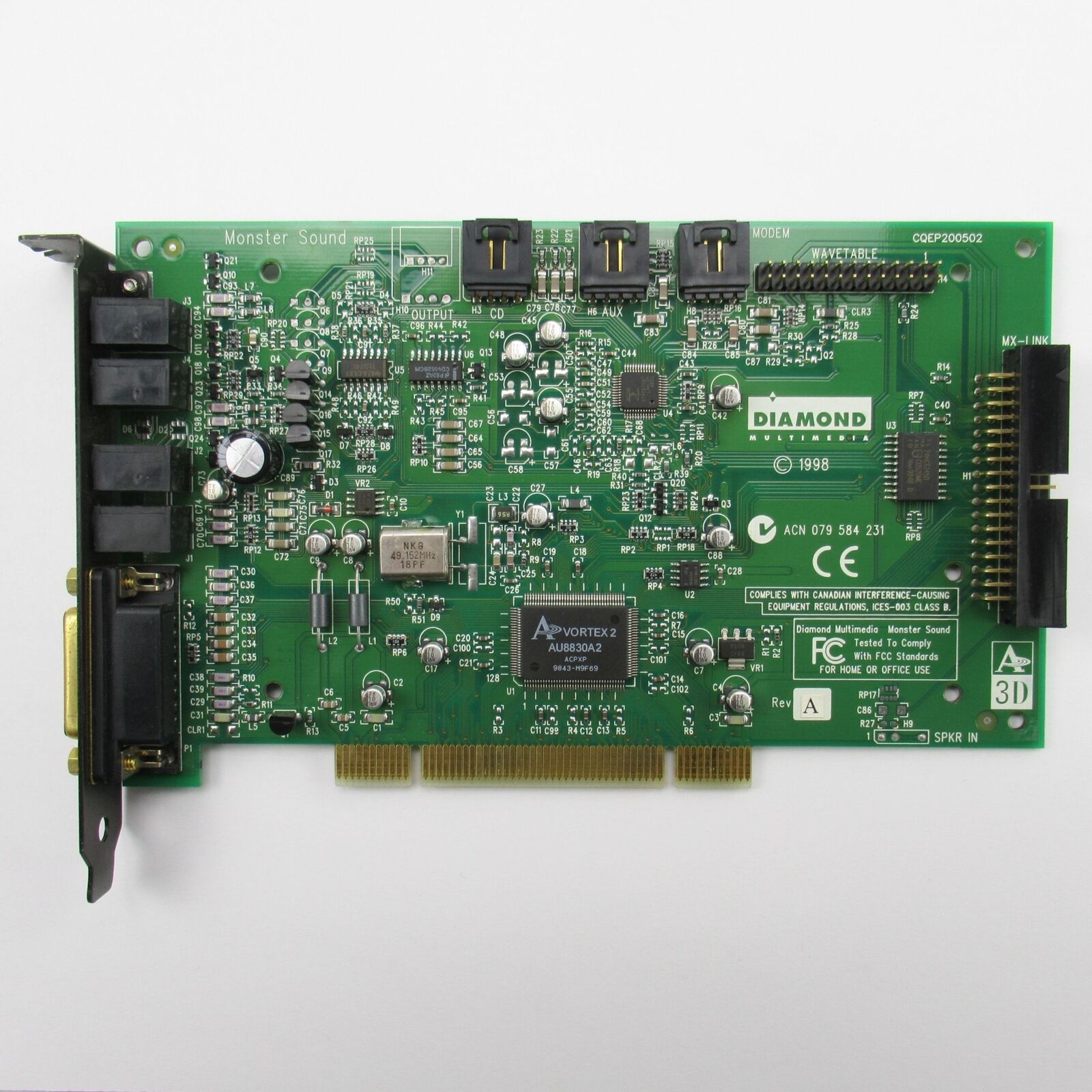 VINTAGE DIAMOND MULTIMEDIA MONSTER SOUND MX300 PCI SOUND CARD/BLASTER S5