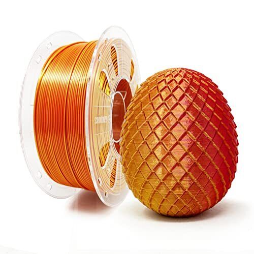 Shiny Silk Filament 1.75mm 1kg Dual Two-Tone Color Gold Red