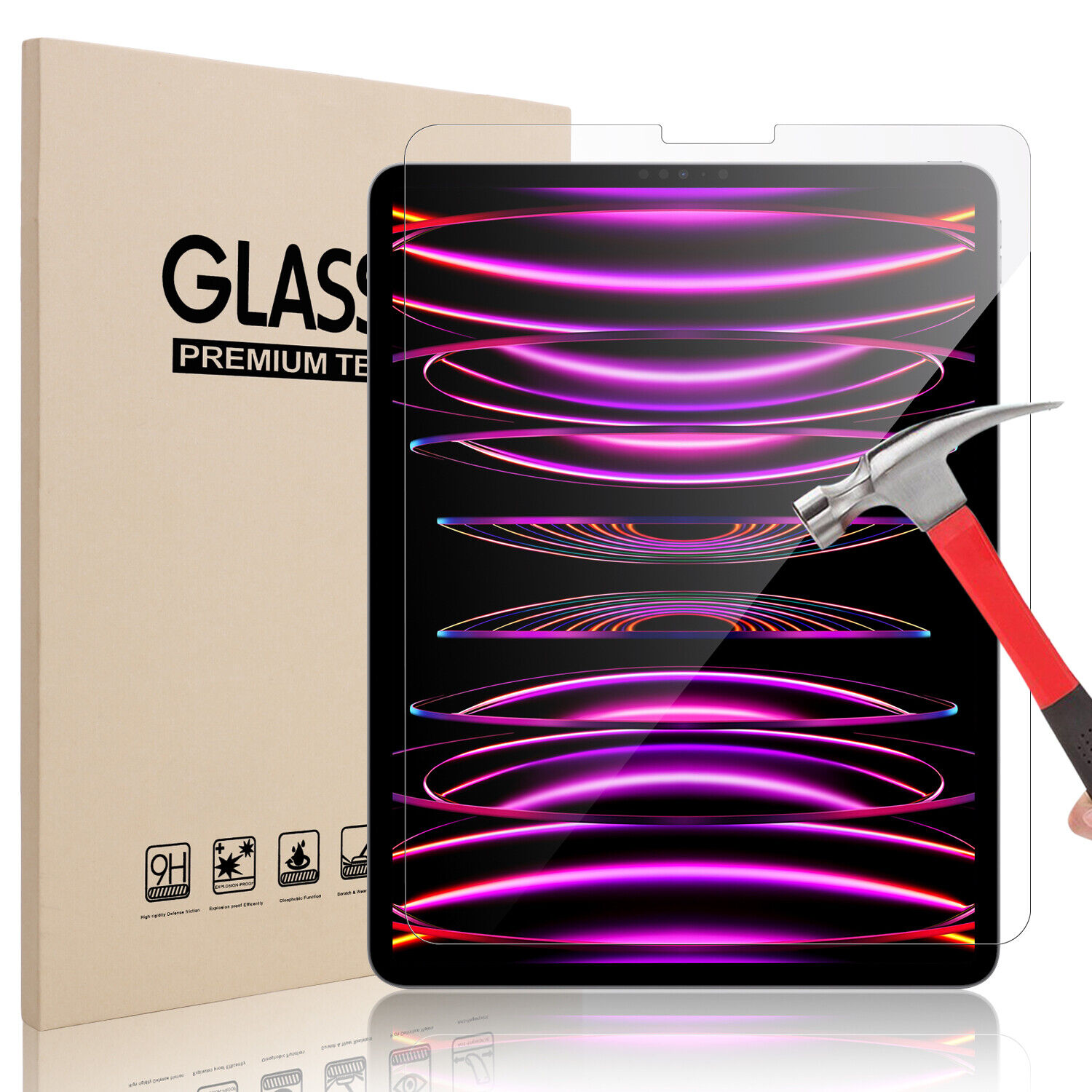 For iPad Pro 12.9 6th/5th/4th/3rd Gen(2018-2022) Tempered Glass Screen Protector