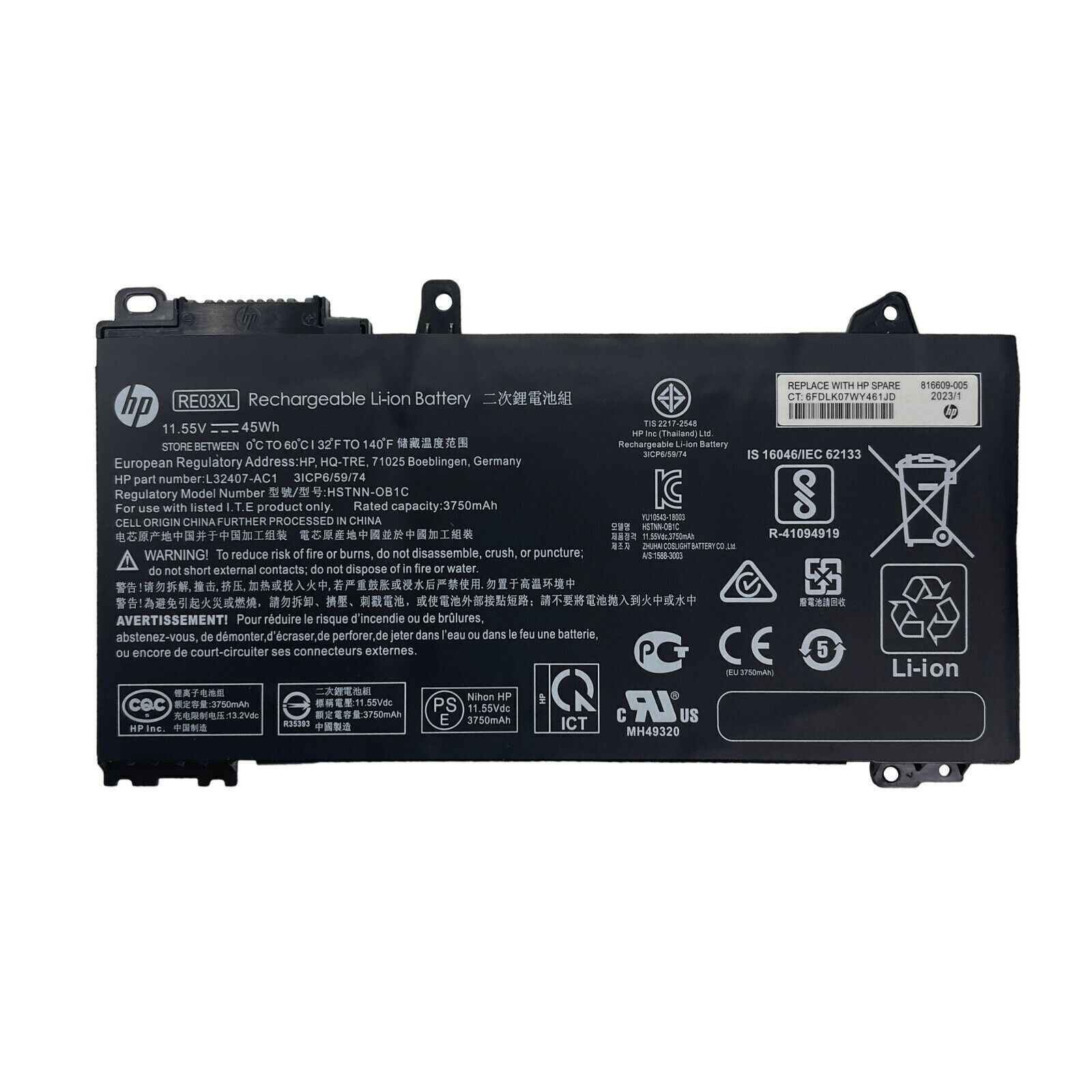 OEM Genuine RE03XL Battery for HP ProBook 430 440 445 450 455 455R G6 L32407-AC1