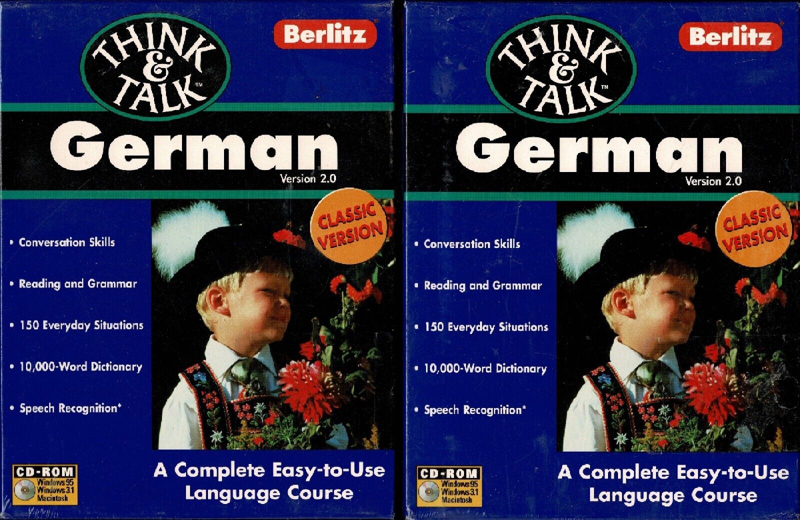 Lot of 2 Berlitz Think & Talk German Pc Mac New XP Conversation Reading Grammar