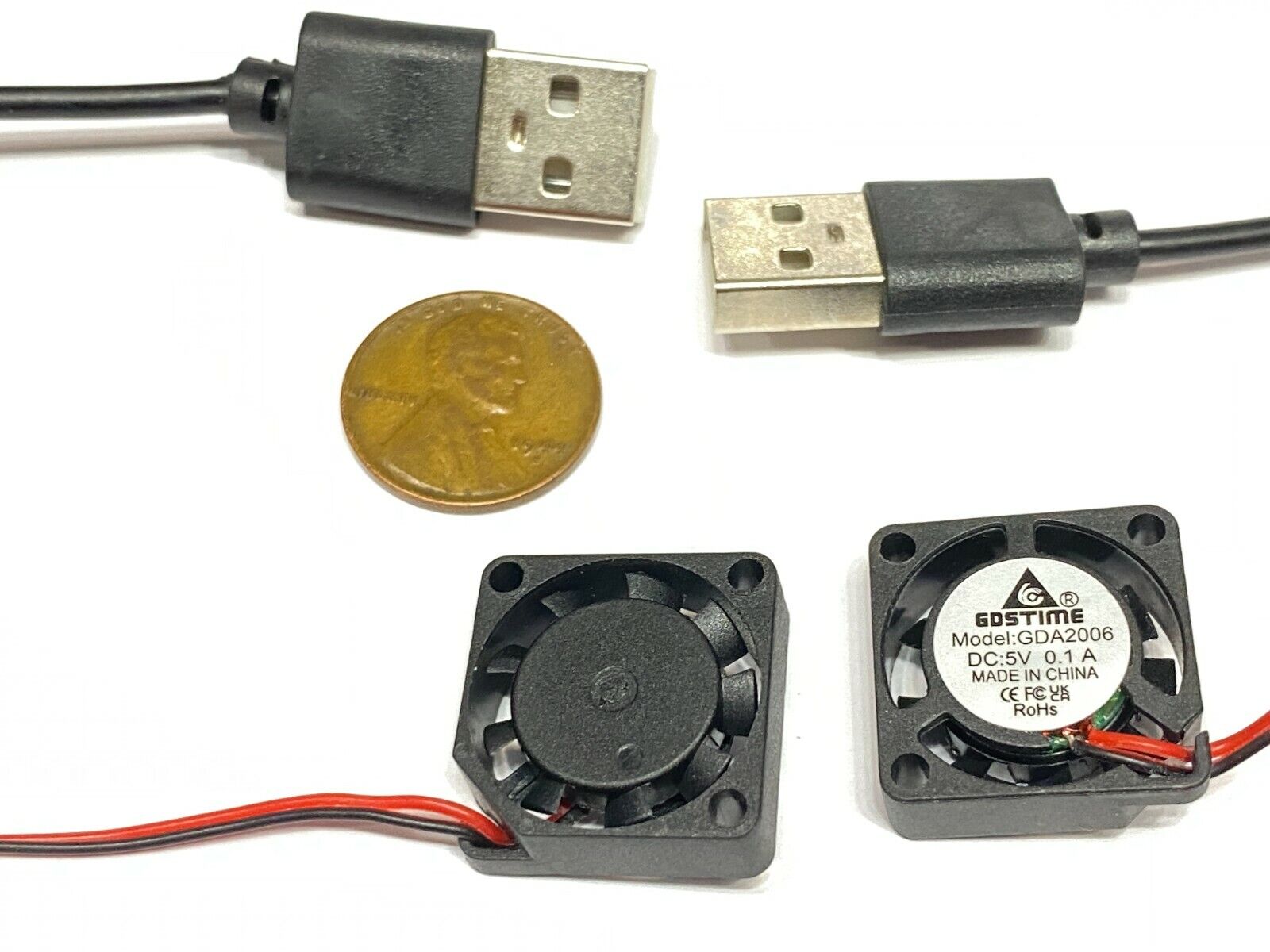 2 Pieces USB 2006 micro Small 5V DC Cooling Fan 20mm 6mm 2 Pin Mini axial