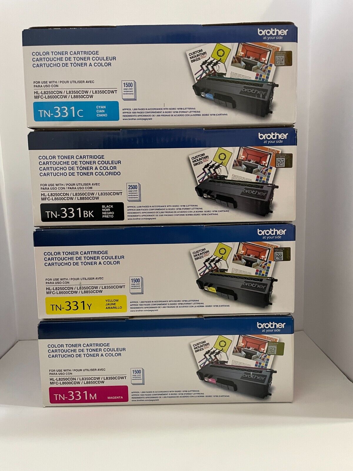 Brother Genuine TN331 Standard Yield Toner Cartridge Set of 4 Colors New In Box