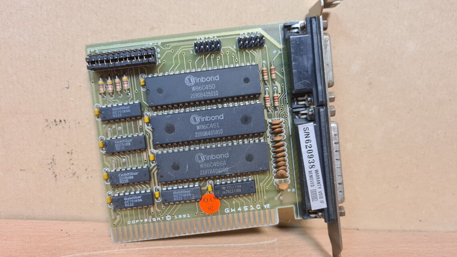 GW4510 Winbond W86C450 W86C451 W86C456A ISA Controller Card from old Computer