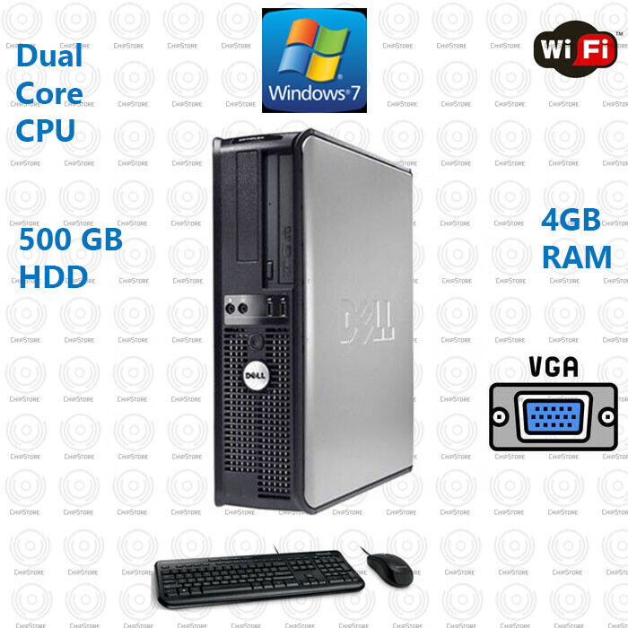 Fast Dell Desktop Computer PC Core 2 Duo 1TB WiFi PC Windows 7 / Windows 10