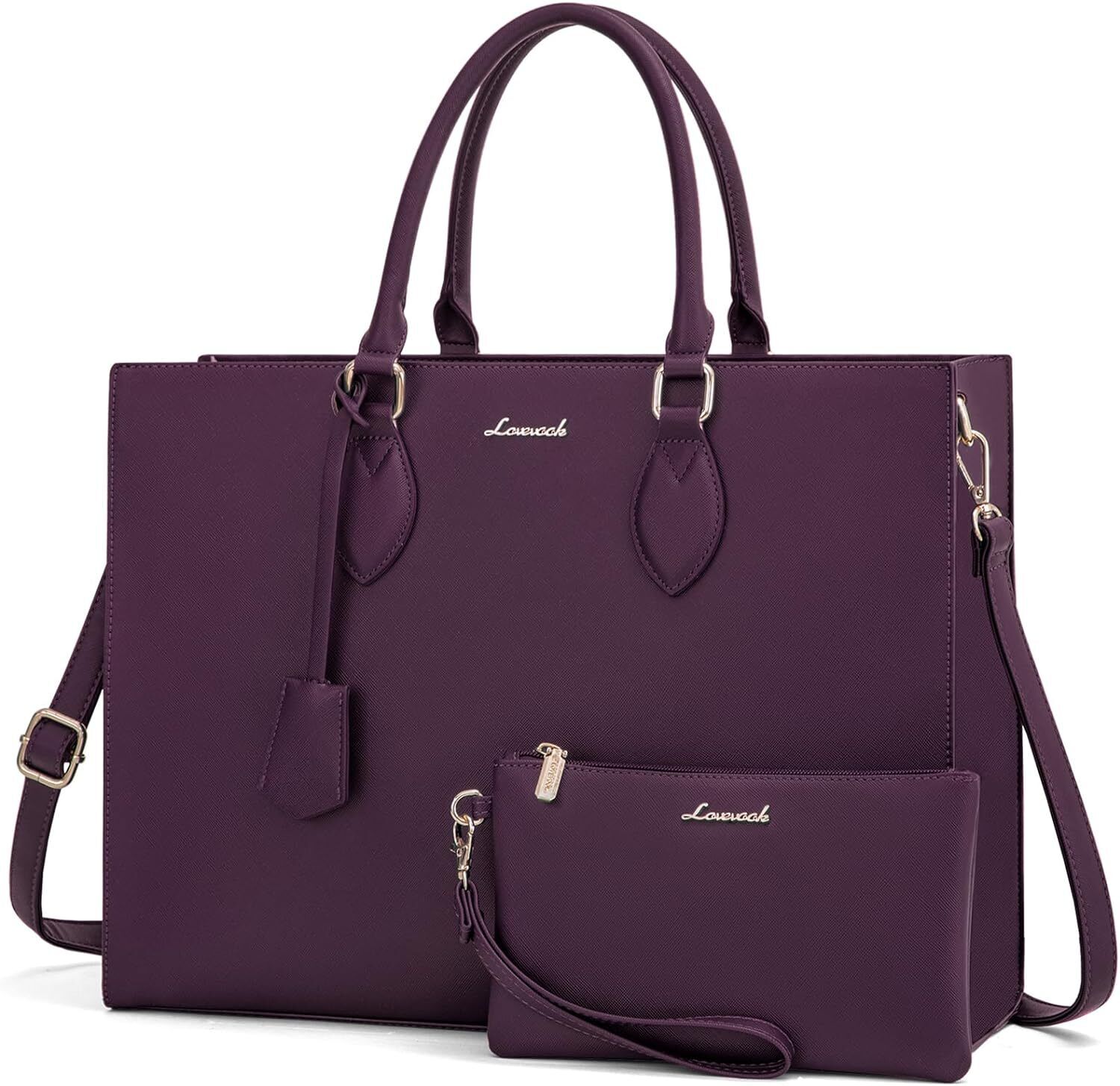 LOVEVOOK Laptop Bag for Women 15.6 Inch Tote Waterproof Purple 