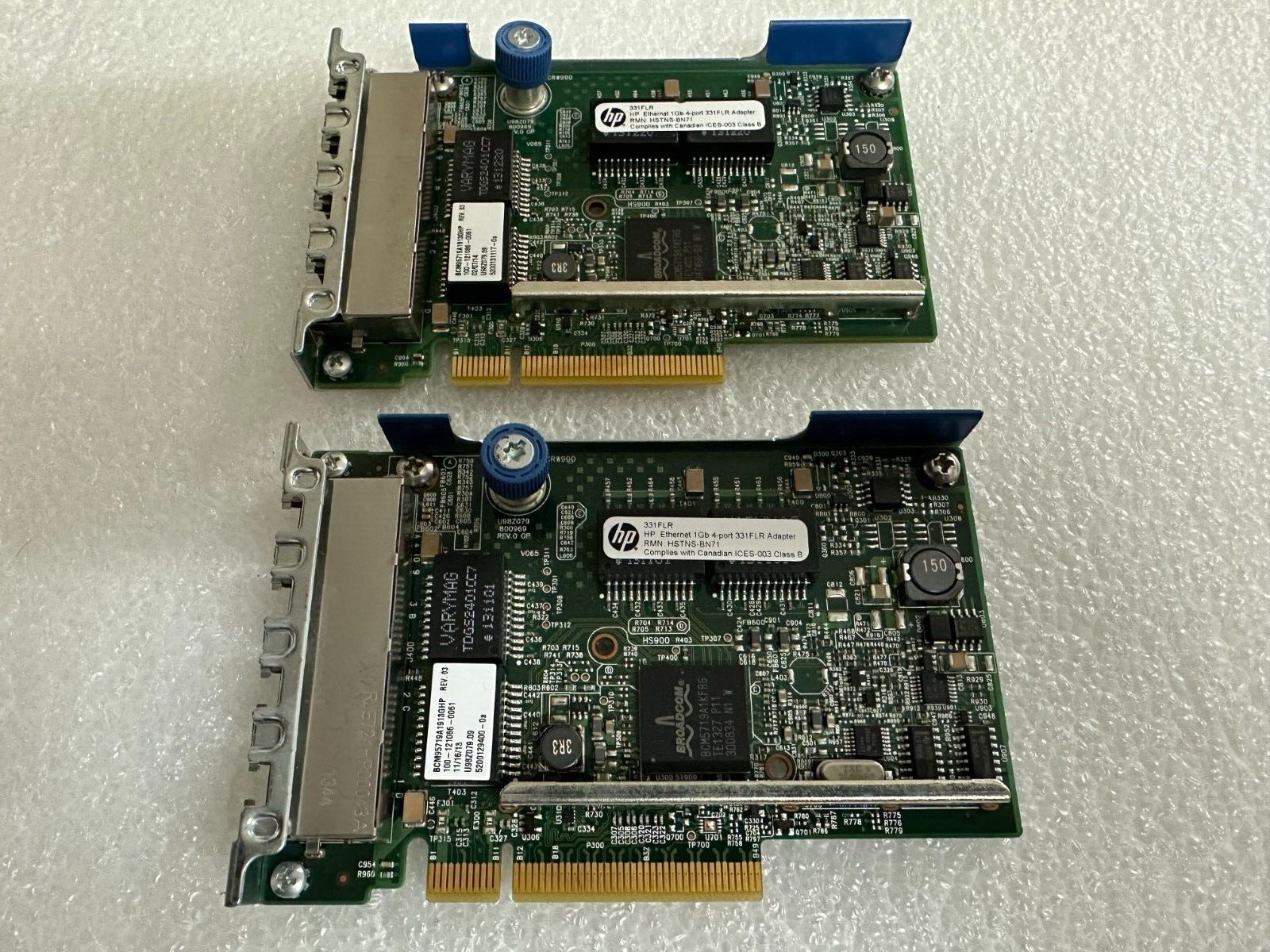 Lot of (2) HP 331FLR Quad Port RJ45 1GB NIC PCIe 2.0 x8 Ethernet Server Adapter