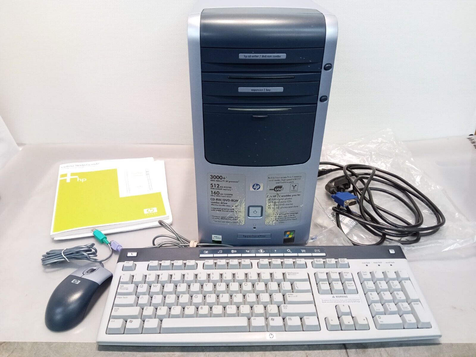 Vintage HP Pavilion a706n PC AMD Athlon 3000+2.1GHz 512MB 160GB CDRW WinXP with