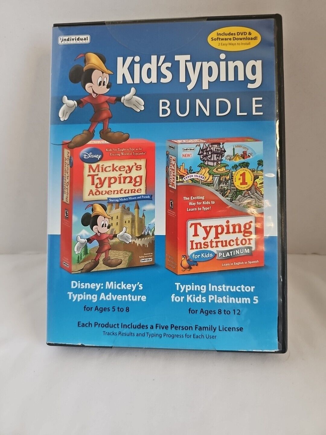 NEW DISNEY KID’S TYPING BUNDLE MICKEY’S TYPING ADVENTURE / INSTRUCTOR DVD/DL