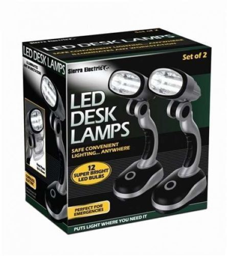  SIERRA Desk Lamps - Set of 2 12 LED LAMPS VERY VERY BRITE***GREAT FOR BLACKOUTS