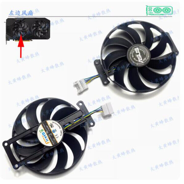 For Asus RTX2060 2070 GTX1660S 1660ti DUAL Graphics Card Fan FDC10H12S9-C