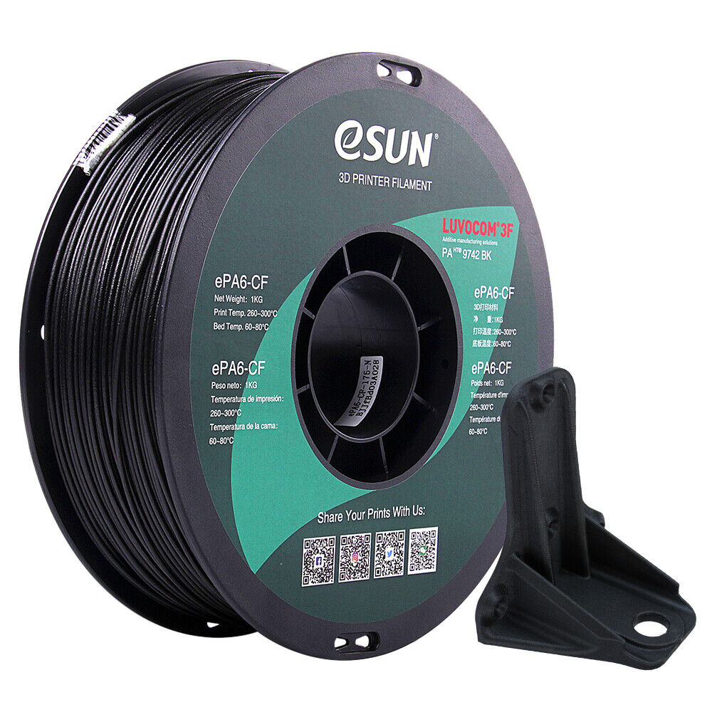 eSUN Enhanced Carbon Fiber Nylon Filament 1.75mm, PAHT PA6 CF 3D Printer 0.75kg