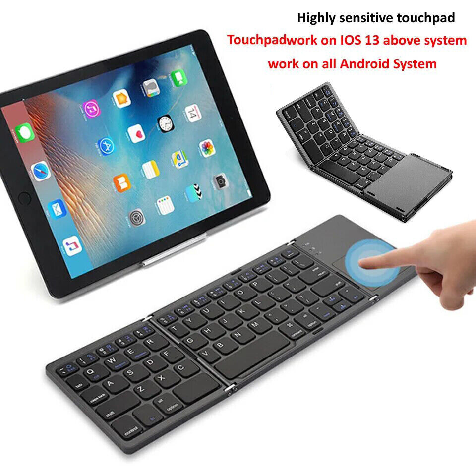 Wireless Folding Keyboard with Touchpad Portable Mini Three Bluetooth Foldable